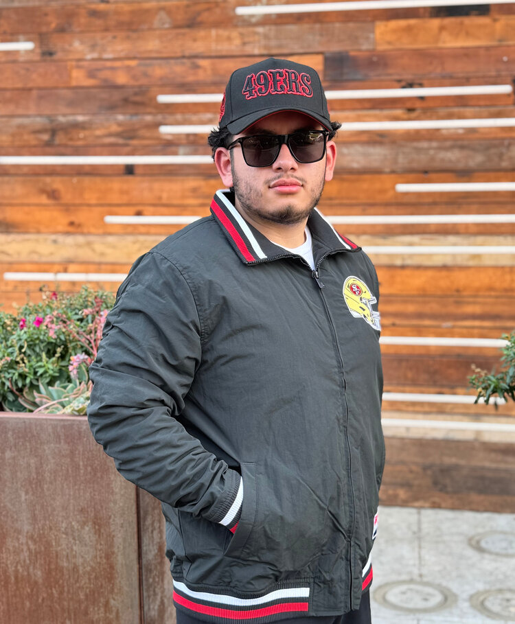 New Era 49ers Men's NE Black Throwback Nylon Full-Zip Jacket