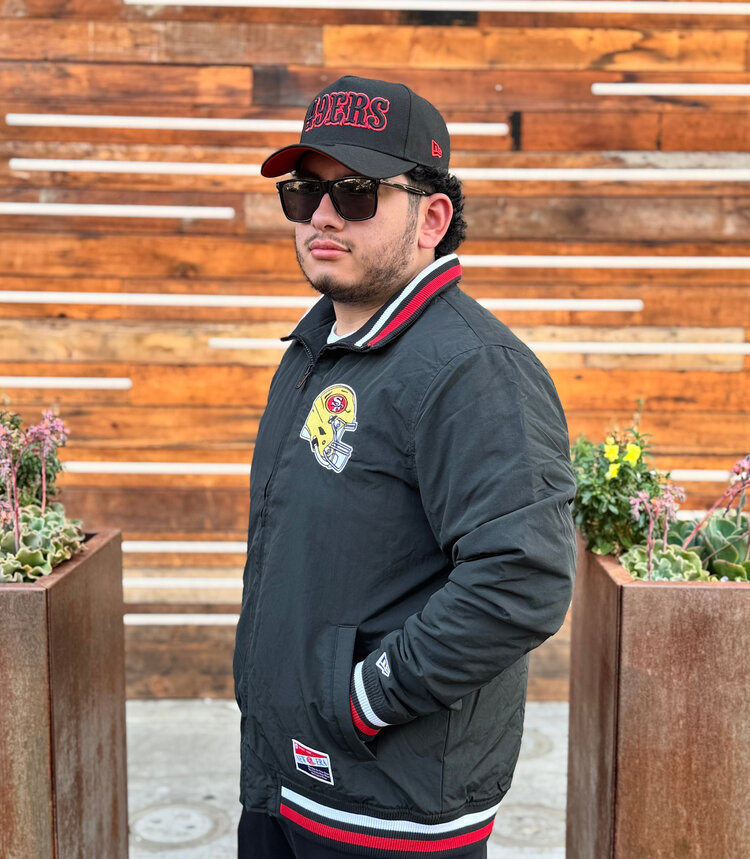 New Era 49ers Men's NE Black Throwback Nylon Full-Zip Jacket