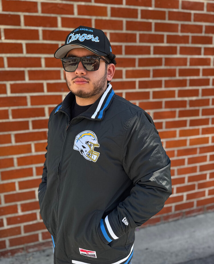 New Era Chargers Men's NE Black Throwback Nylon Full-Zip Jacket