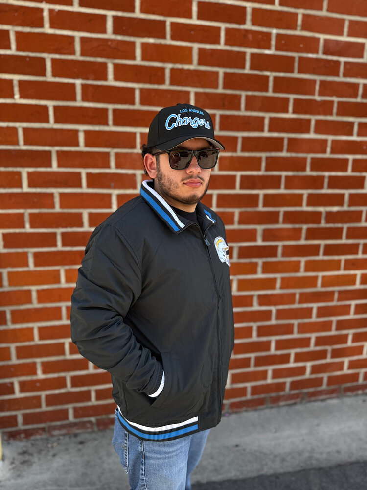 New Era Chargers Men's NE Black Throwback Nylon Full-Zip Jacket