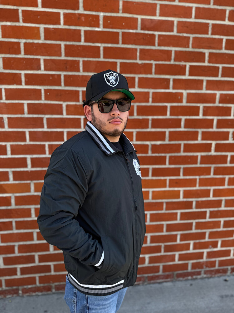 New Era Raiders Men's NE Black Throwback Nylon Full-Zip Jacket