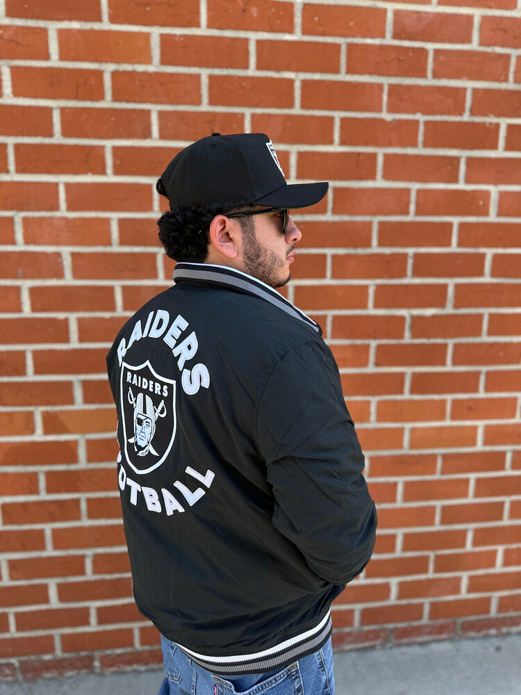 New Era Raiders Men's NE Black Throwback Nylon Full-Zip Jacket