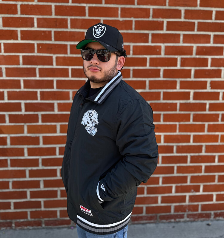 New Era Raiders Men's NE Black Throwback Nylon Full-Zip Jacket