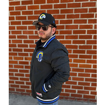 New Era Rams Men's NE Black Throwback Nylon Full-Zip Jacket