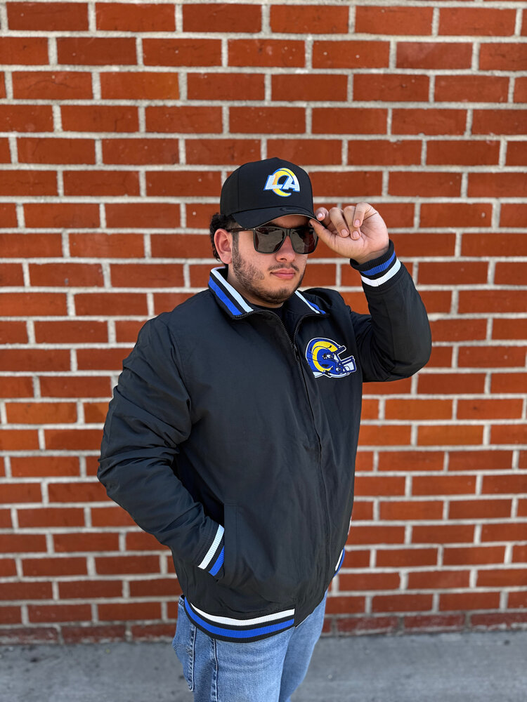 New Era Rams Men's NE Black Throwback Nylon Full-Zip Jacket