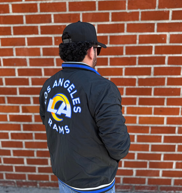 New Era Rams Men's NE Black Throwback Nylon Full-Zip Jacket