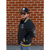 New Era Steelers Men's NE Black Throwback Nylon Full-Zip Jacket