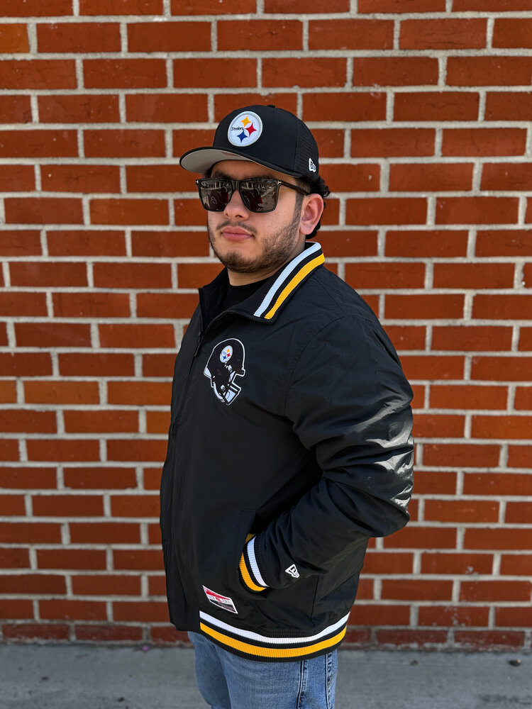 New Era Steelers Men's NE Black Throwback Nylon Full-Zip Jacket