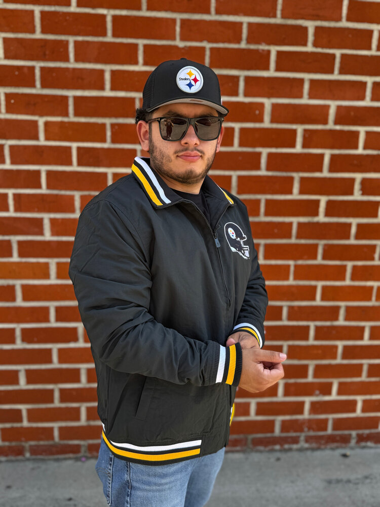 New Era Steelers Men's NE Black Throwback Nylon Full-Zip Jacket