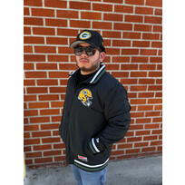 New Era Packers Men's NE Black Throwback Nylon Full-Zip Jacket