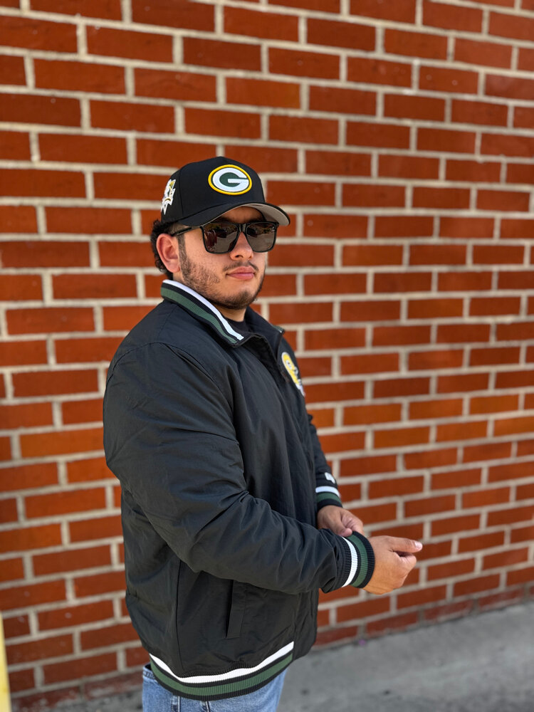 New Era Packers Men's NE Black Throwback Nylon Full-Zip Jacket