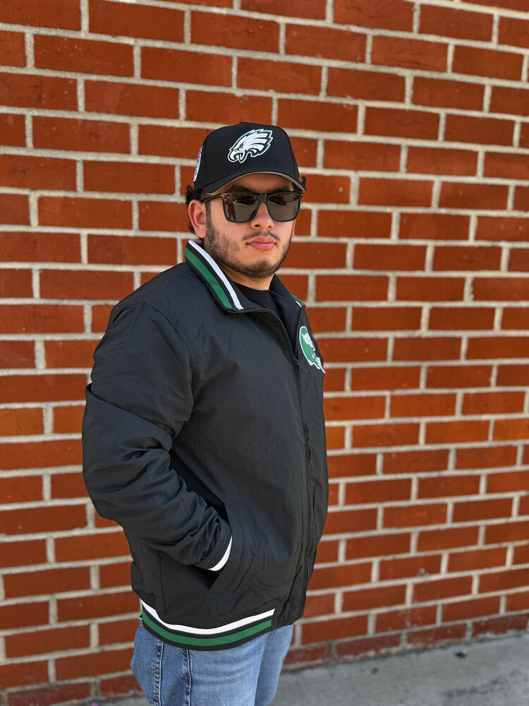 New Era Eagles Men's NE Black Throwback Nylon Full-Zip Jacket