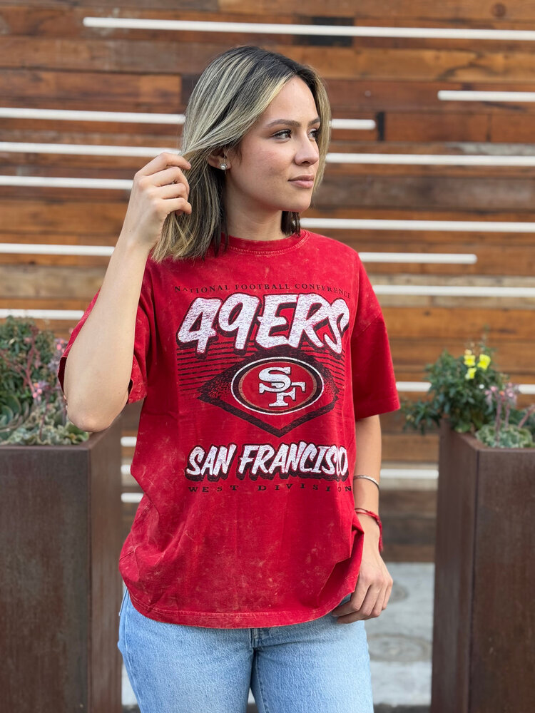 New Era 49ers Women's NE NFC Red Mineral Wash SS Crew Tee