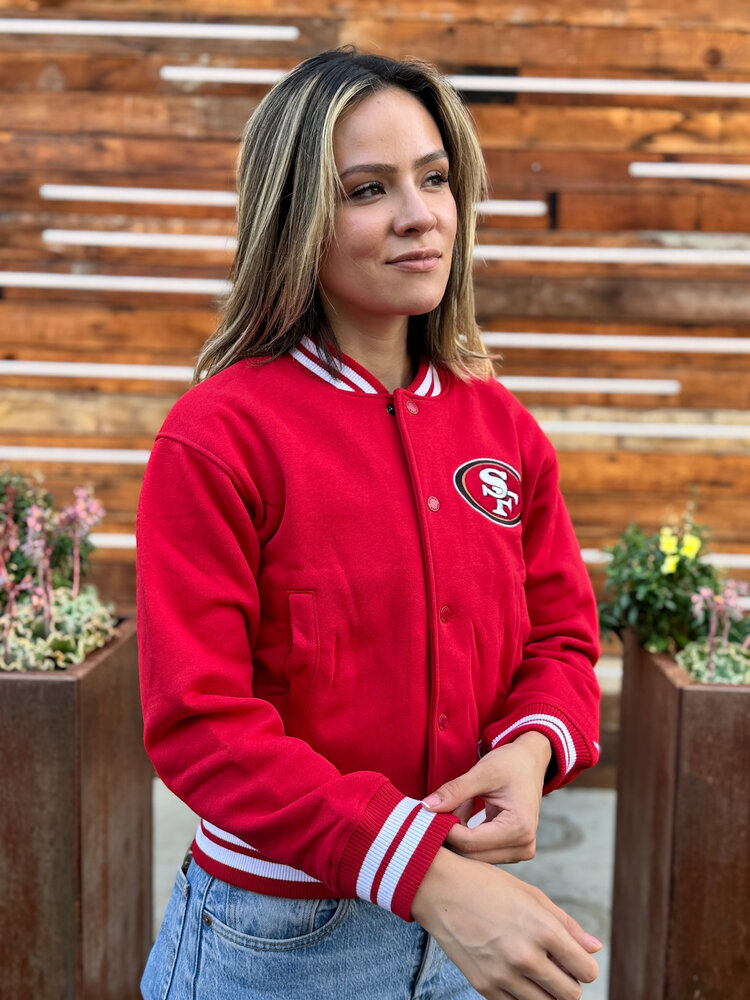 New Era 49ers Women's NE Red Snap Front Crop Jacket