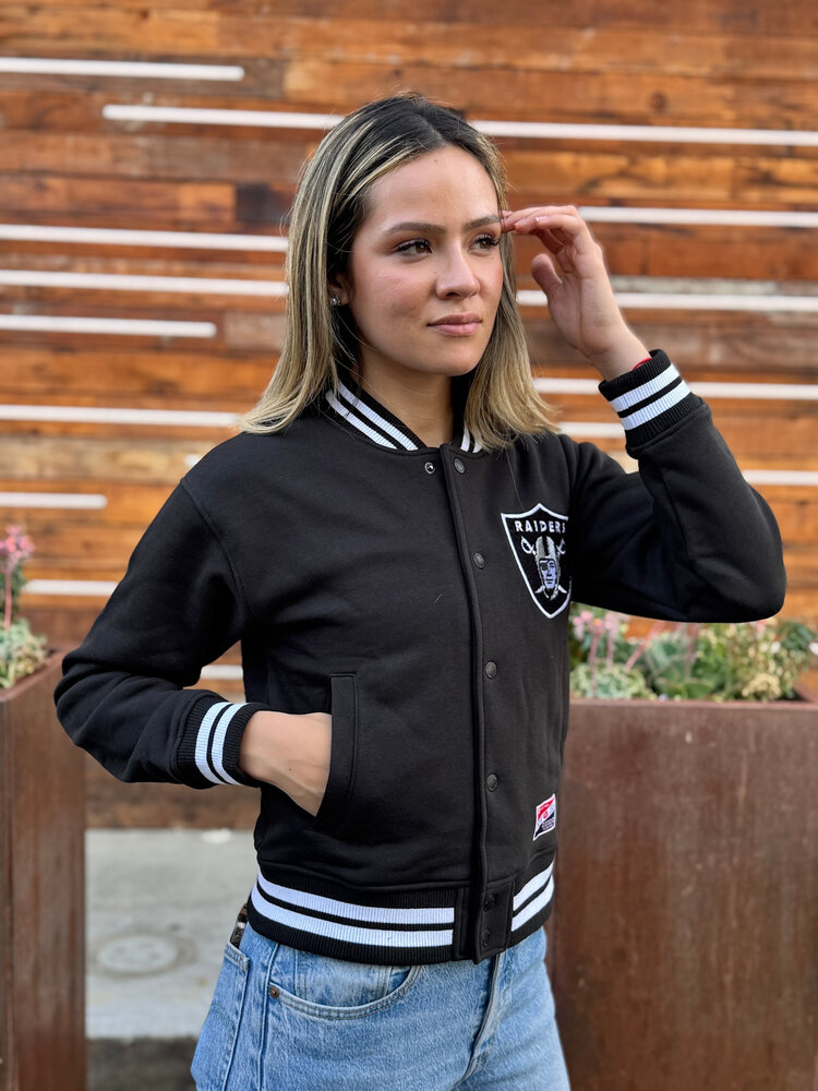 New Era Raiders Women's NE Black Snap Front Crop Jacket