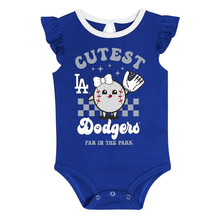 MLB LA Dodgers Newborn Girls Cutie Ball 2-Pack Creeper Set