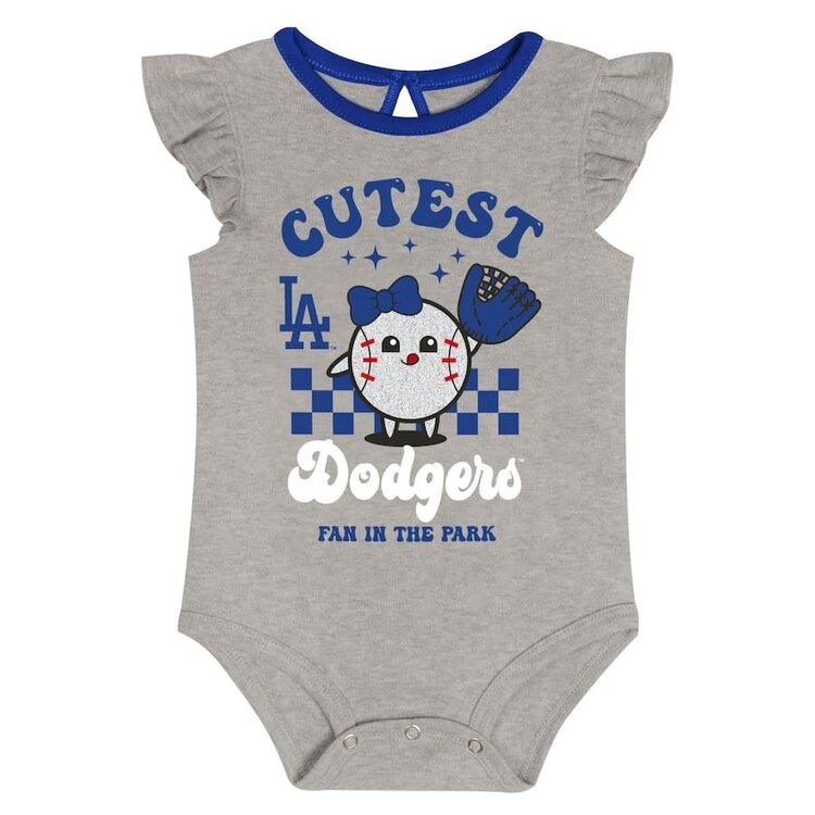 MLB LA Dodgers Newborn Girls Cutie Ball 2-Pack Creeper Set