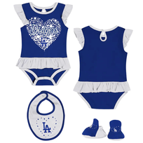 MLB LA Dodgers Newborn Girls Fan Cheer Creeper Bib & Boot Set