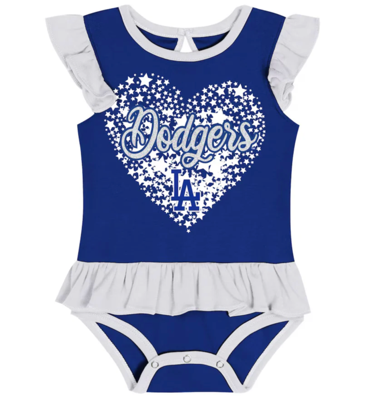 MLB LA Dodgers Newborn Girls Fan Cheer Creeper Bib & Boot Set