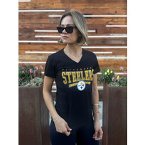 G-III Steelers Women's G-III Cheer Dance Black V-Neck Tee
