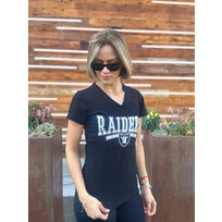 G-III Raiders Women's G-III Cheer Dance Black V-Neck Tee