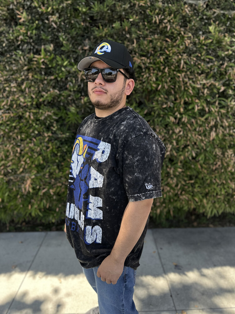 New Era Rams Men's NE Black Team Football Mineral Wash SS Tee