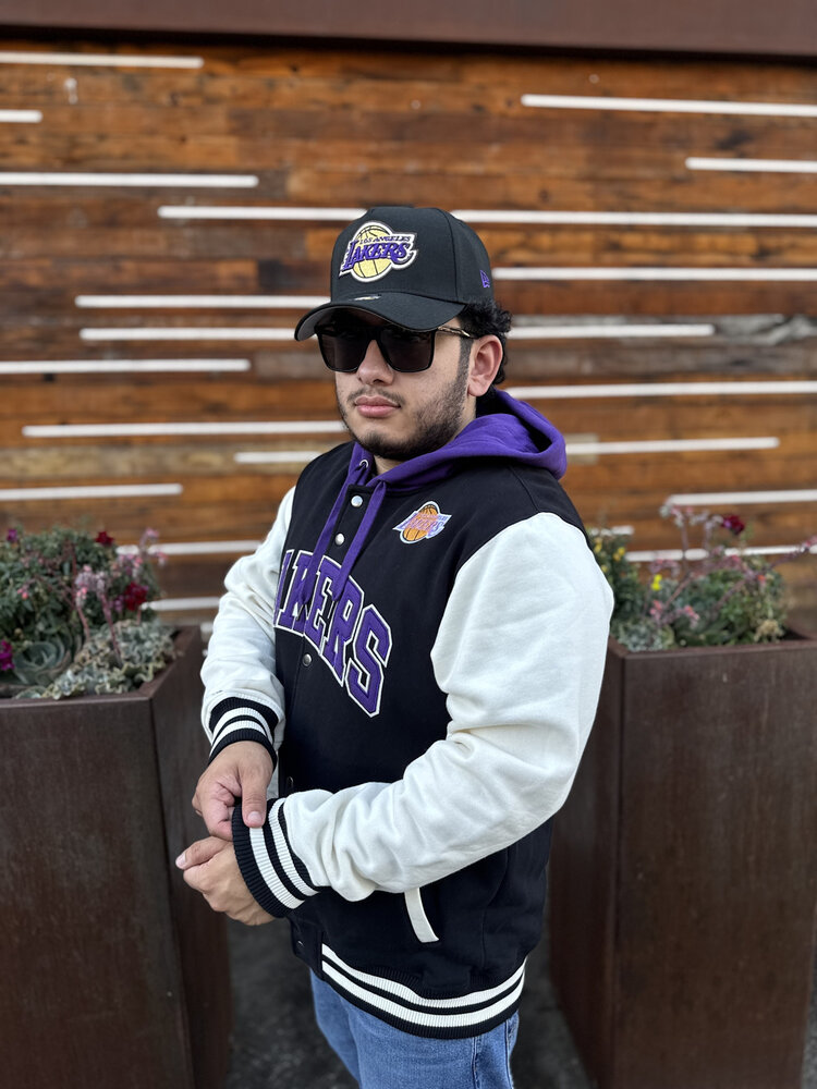 Mitchell and Ness Lakers Men's M&N Courtside Fleece Button Front Hooded Jacket