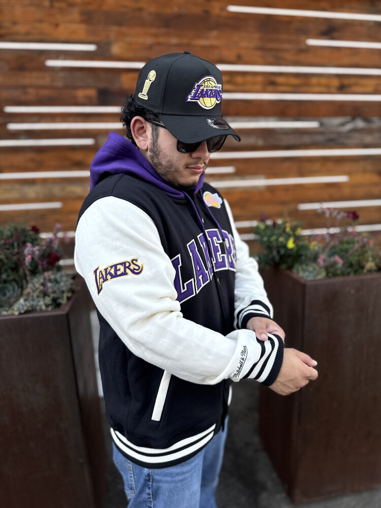 Mitchell and Ness Lakers Men's M&N Courtside Fleece Button Front Hooded Jacket