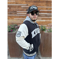 Mitchell and Ness LA Kings Men's M&N Courtside Fleece Button Front Hooded Jacket