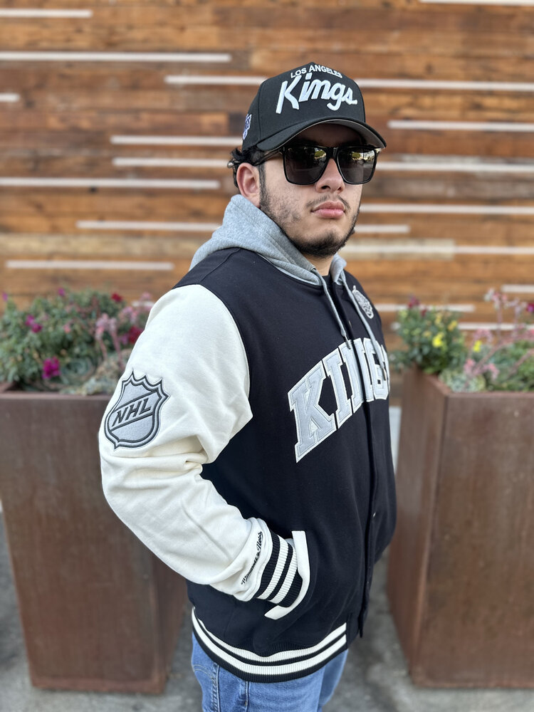 Mitchell and Ness LA Kings Men's M&N Courtside Fleece Button Front Hooded Jacket