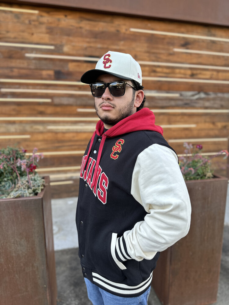 Mitchell and Ness USC Trojans Men's M&N Courtside Fleece Button Front Hooded Jacket