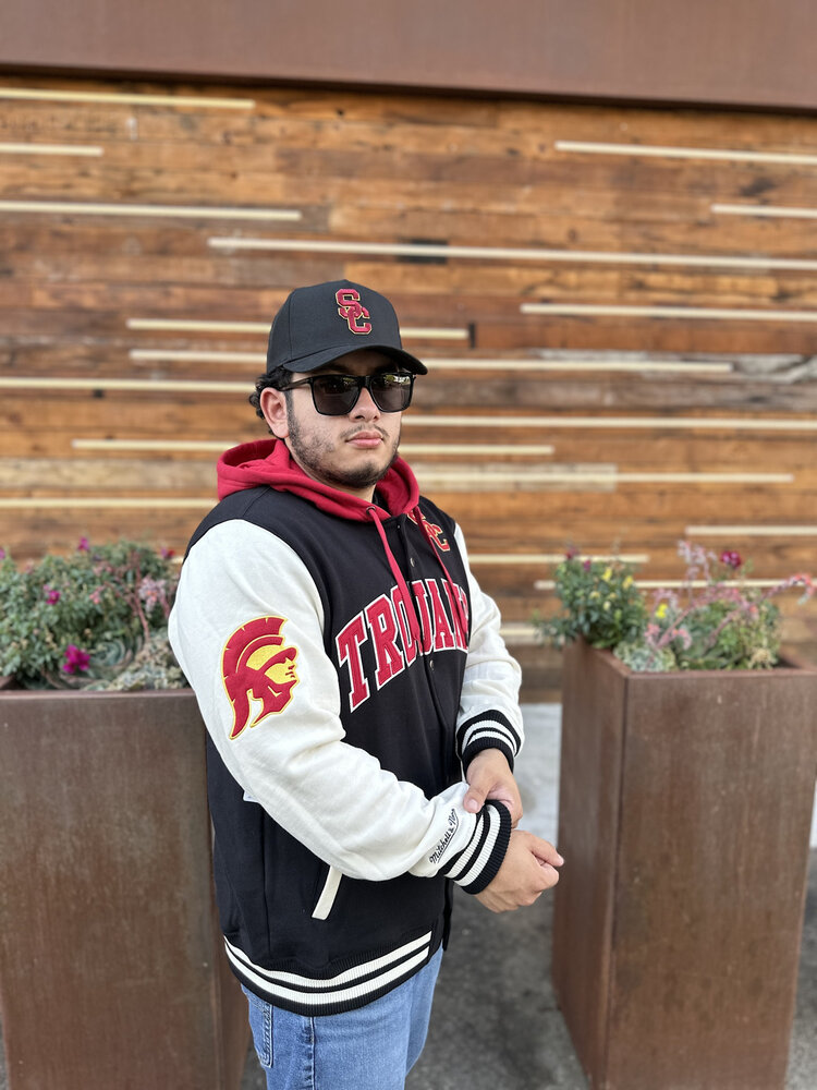 Mitchell and Ness USC Trojans Men's M&N Courtside Fleece Button Front Hooded Jacket