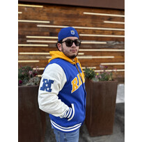 Mitchell and Ness LA Rams Men's M&N Courtside Fleece Button Front Hooded Jacket