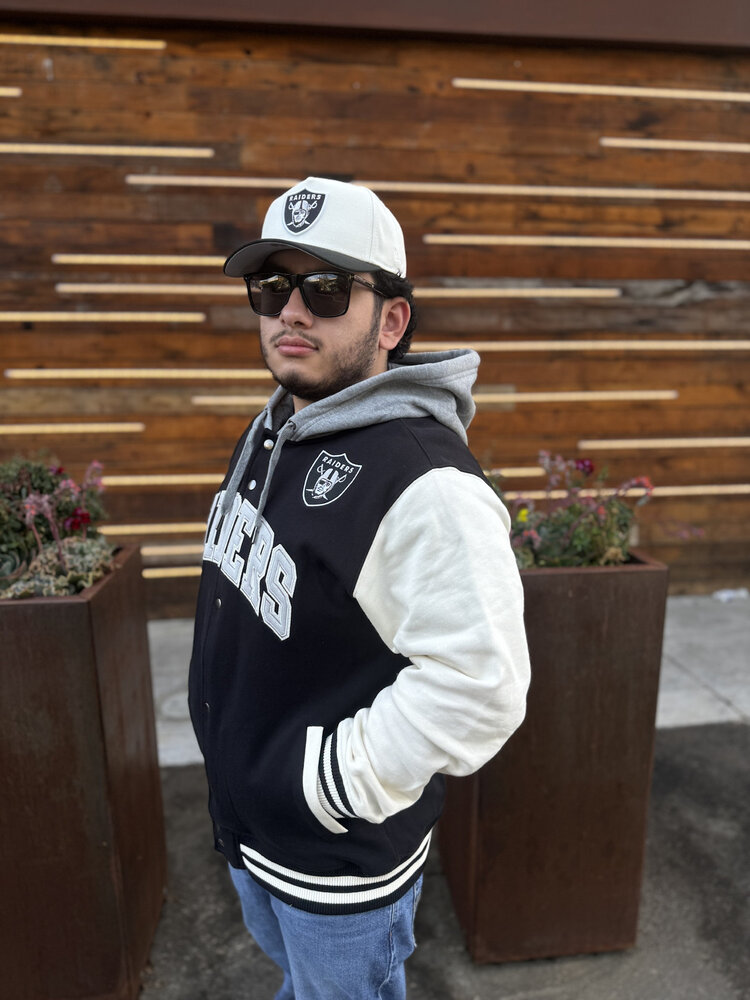 Mitchell and Ness Raiders Men's M&N Courtside Fleece Button Front Hooded Jacket