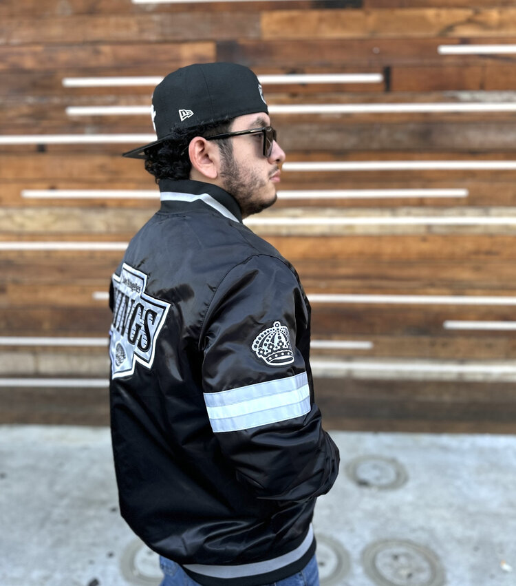 Starter LA Kings Men's Starter Scout Satin Button-Down Jacket Black