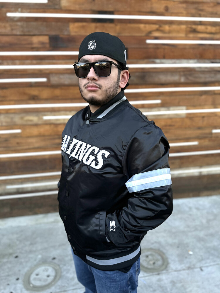 Starter LA Kings Men's Starter Scout Satin Button-Down Jacket Black