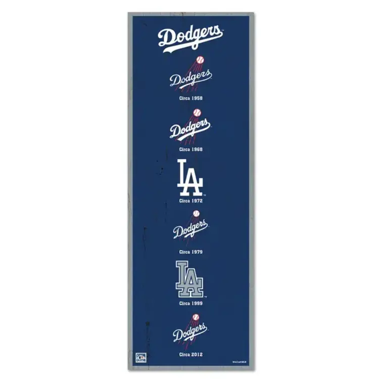 Wincraft LA Dodgers Logo History 6"x17" Wooden Sign