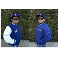 JH Design LA 2024 WS Champs Royal White Button Snap Varsity Reversible Jacket