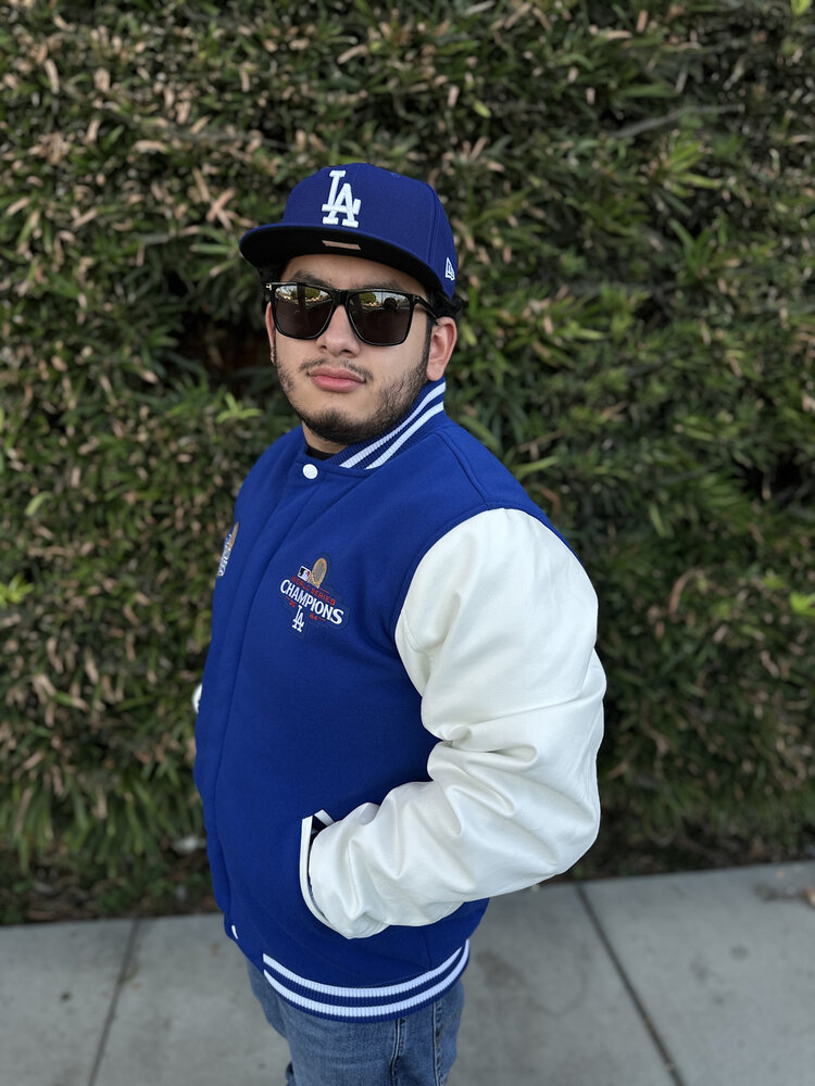 JH Design LA 2024 WS Champs Royal White Button Snap Varsity Reversible Jacket