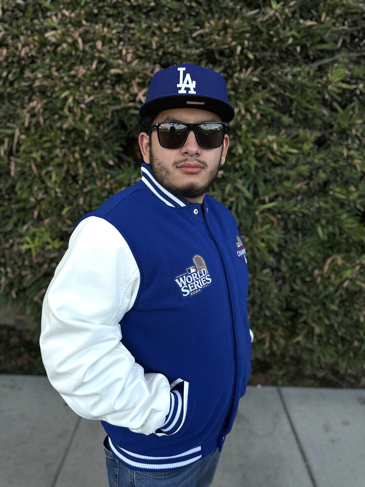 JH Design LA 2024 WS Champs Royal White Button Snap Varsity Reversible Jacket