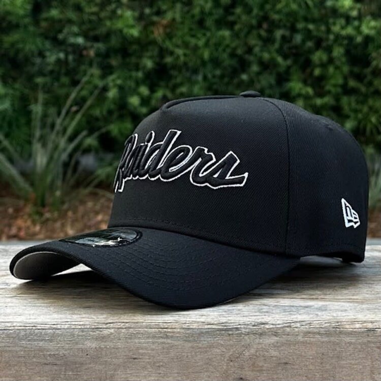 New Era Raiders Black Black White Script 50 Years 940 A-Frame