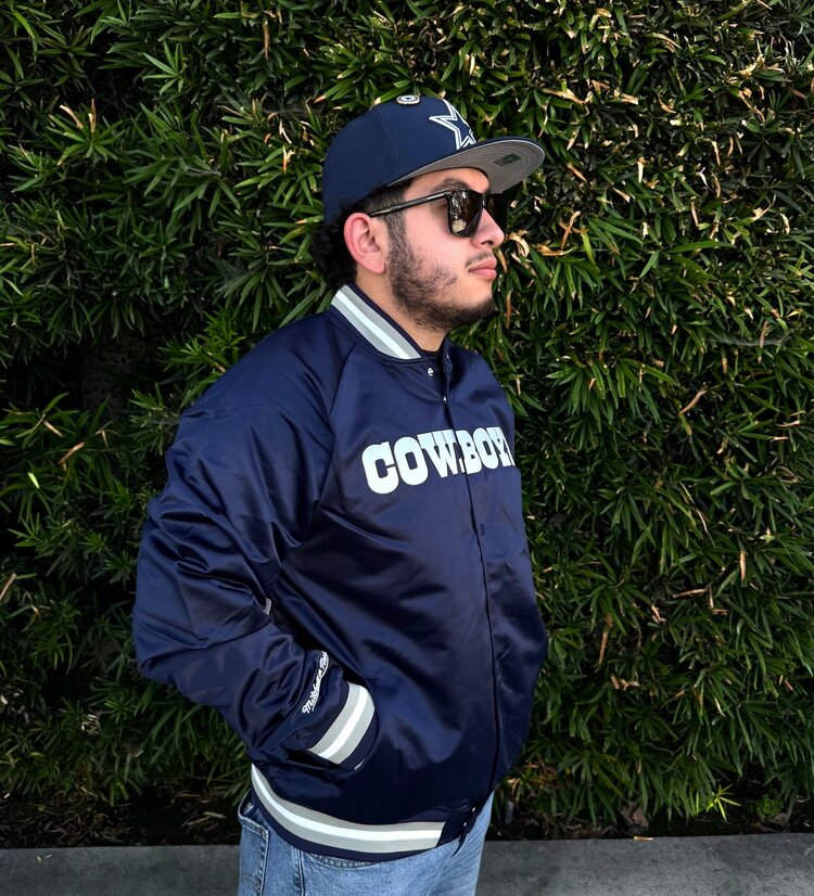 Mitchell and Ness Cowboys M&N Lightweight Satin Jacket Block Navy