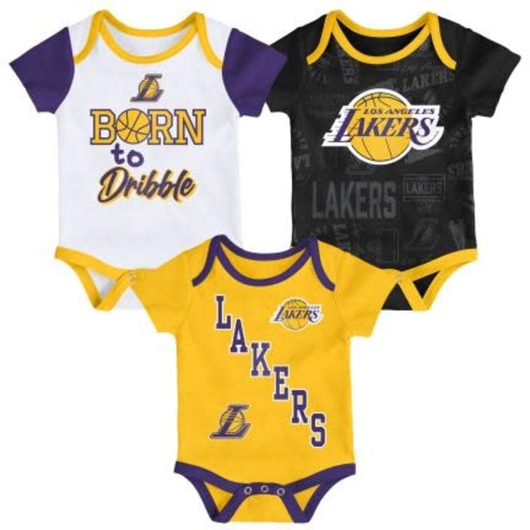 MLB Lakers Newborn Born to Hoop 3-Piece Creeper Set