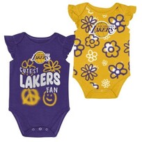 MLB Lakers Newborn Girls Power Dribble 2-Piece Creeper Set