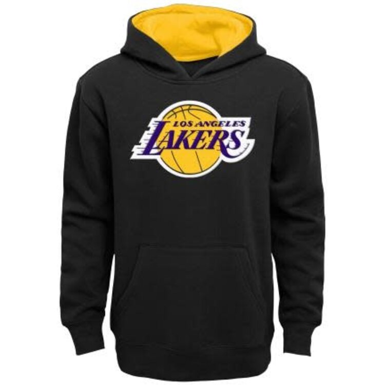 MLB Lakers Youth Black Prime Pullover Hoodie Yellow Lining