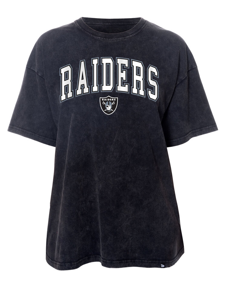 New Era Raiders Women's NE Block Arch Black Mineral Wash SS Crew Tee