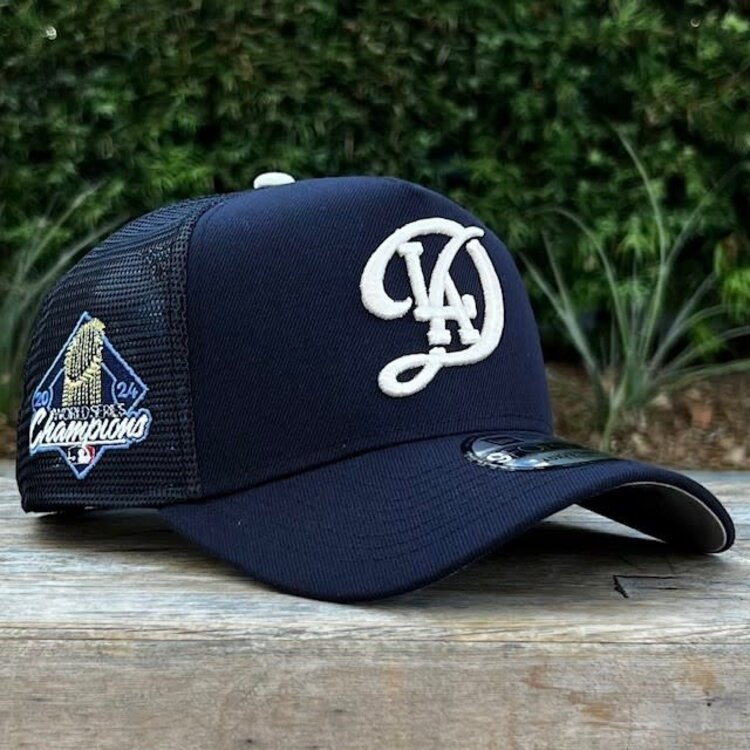 New Era LA Dodgers City Connect Navy Ivory Mesh Diamond 2024 WS Champ 940 A-Frame