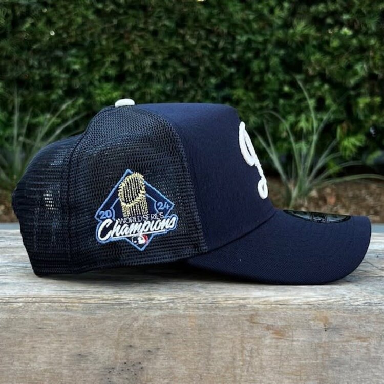 New Era LA Dodgers City Connect Navy Ivory Mesh Diamond 2024 WS Champ 940 A-Frame