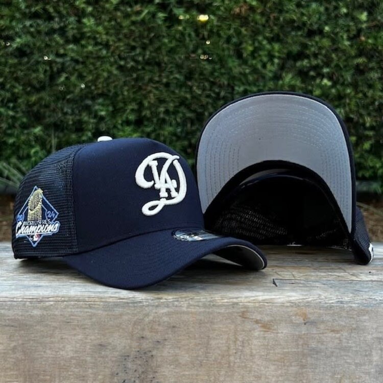 New Era LA Dodgers City Connect Navy Ivory Mesh Diamond 2024 WS Champ 940 A-Frame