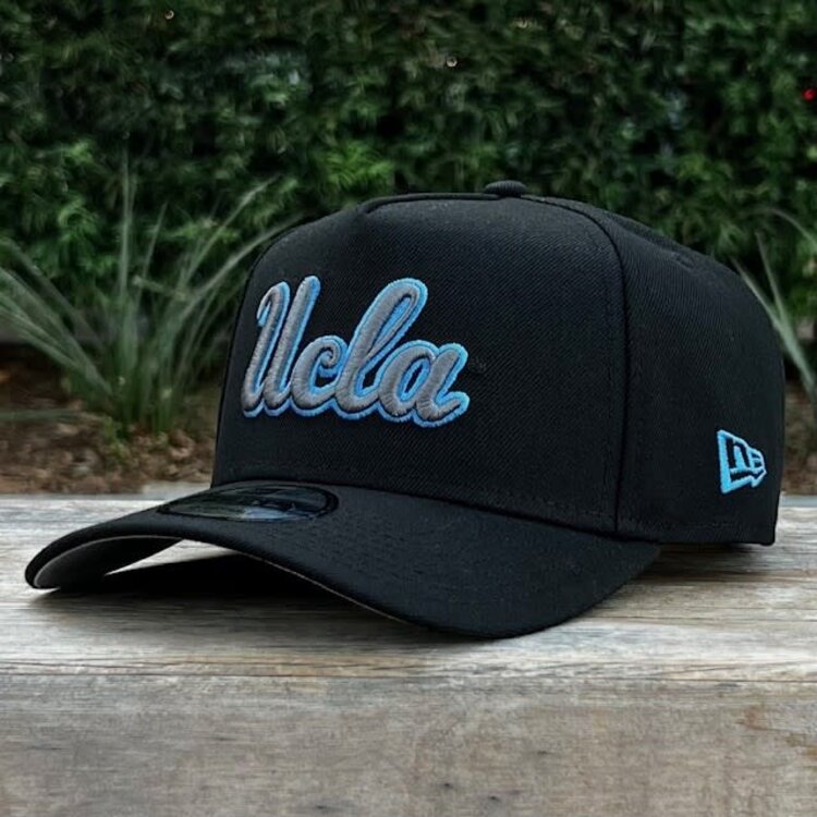New Era UCLA Bruins Black Gray-Blue Outline Script 940 A-Frame